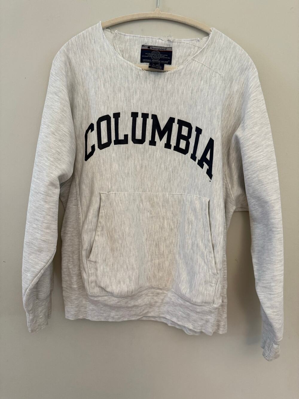 Champion Reverse Weave Columbia Sweatshirt Cutoff Neck Gray Size S Oversized